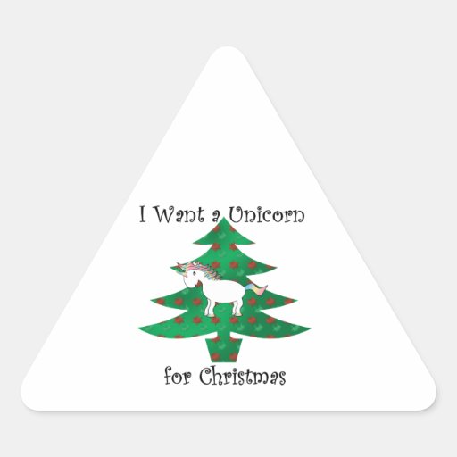 Unicorn in Christmas tree on green Sticker