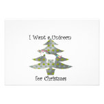 Unicorn in Christmas tree on silver Announcement