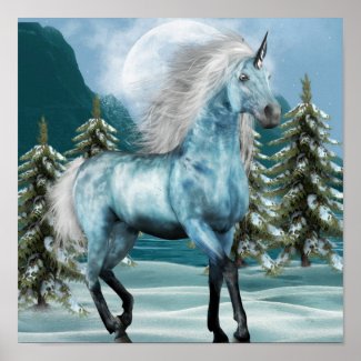 Unicorn in Moonlight Poster