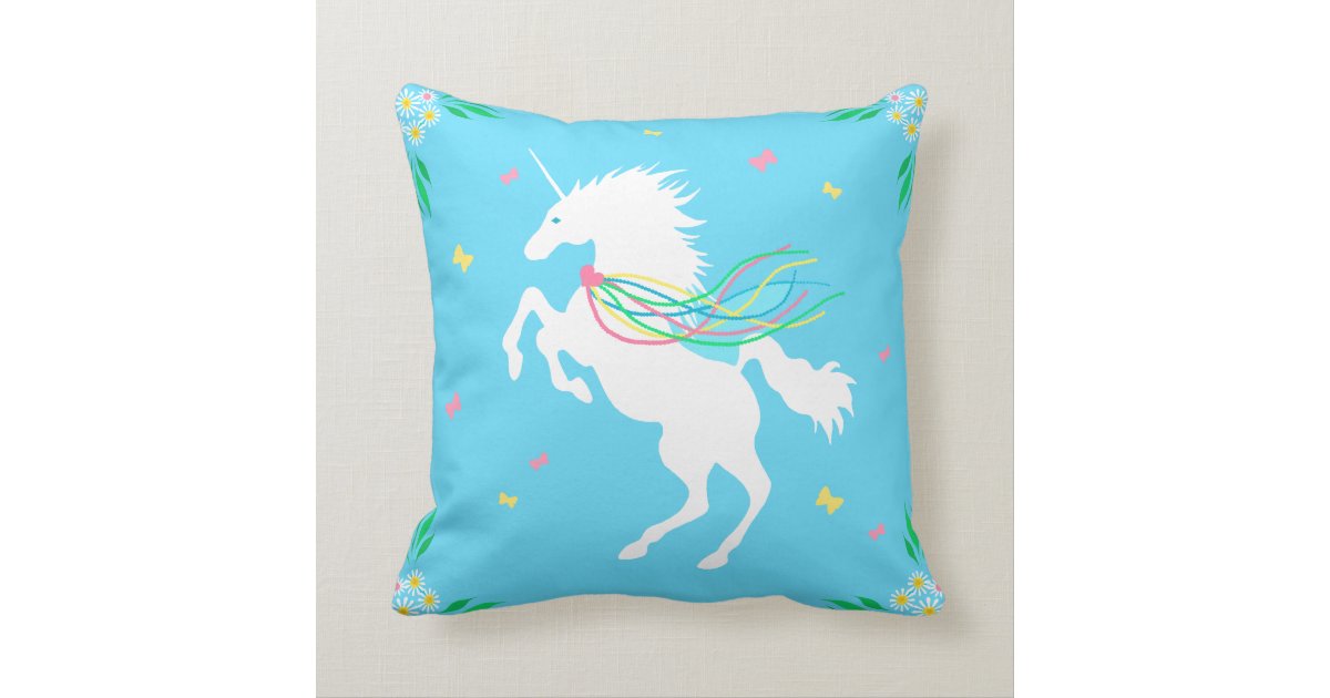 Unicorn in Spring Throw Pillow Zazzle