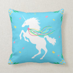 Unicorn in Spring Throw Pillow