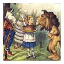 Unicorn Lion and Alice in Wonderland Print print