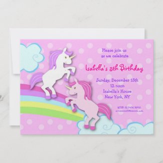Unicorn Birthday Party on Unicorn Little Pony Birthday Party Invitations
