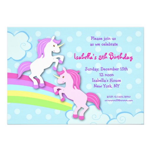Unicorn Little Pony Birthday Party Invitations