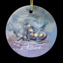 Unicorn Of Peace Holiday Ornament ornaments