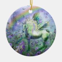 Unicorn Of The Butterflies Holiday Ornament