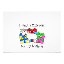 Unicorn on birthday presents custom invite
