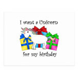 Unicorn on birthday presents post card