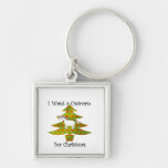 Unicorn on Christmas tree on gold fade Keychains