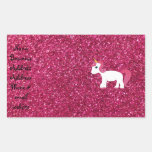 Unicorn pink glitter rectangular stickers