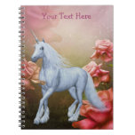 Unicorn Pink Roses Fantasy Horse Notebook