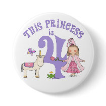 Unicorn Princess  4th Birthday Pins