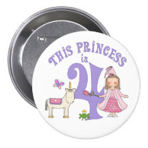 Unicorn Princess  4th Birthday Pins