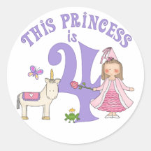 Unicorn Princess  4th Birthday Stickers