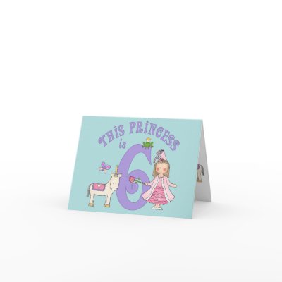 Unicorn Princess 6th Birthday Invitation card