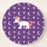Unicorn purple stars and moons beverage coaster