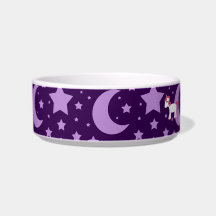 Unicorn purple stars and moons pet water bowls