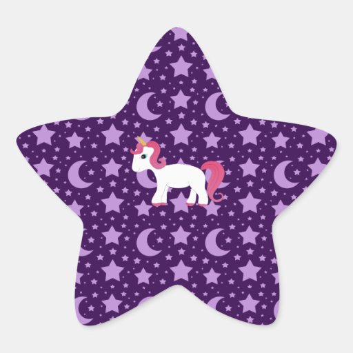 Unicorn purple stars and moons star stickers