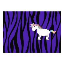 Unicorn purple zebra stripes card