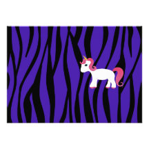 Unicorn purple zebra stripes custom invite