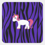 Unicorn purple zebra stripes stickers