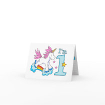 Unicorn Rainbow 1st Birthday Greeting Card