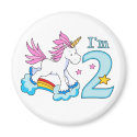Unicorn Rainbow 2nd Birthday magnets by Kewlkids Unicorn Rainbow 2nd Birthday magnets