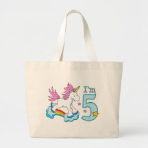Unicorn Rainbow 5th Birthday Canvas Bags
