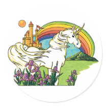unicorn rainbow castle scene stickers by doonidesigns unicorn rainbow castle scene stickers