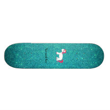 Unicorn turquoise glitter skate deck
