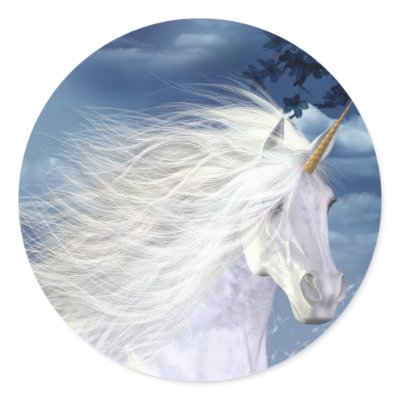 Unicorn White Beauty Close-up Stickers by mickeyelvis128