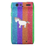 Unicorn with rainbow glitter stripes droid RAZR cover