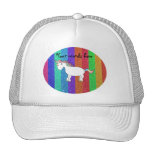 Unicorn with rainbow glitter stripes mesh hat
