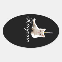 unicornio blanco del gato del gatito de Kittycorn Colcomanias Ovaladas Personalizadas