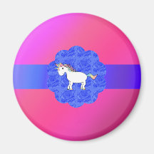 Unicornio color de rosa imanes de nevera