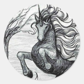 Unicorns Black Unicorn Black & White Drawing Stickers