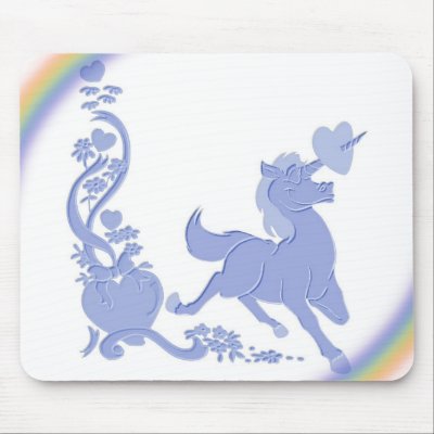 Unicorns Hearts Flowers Rainbows 01 Mouse Pad by UnicornDreams