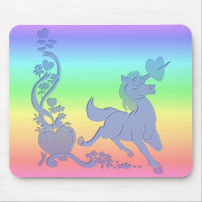 Unicorns Hearts Flowers Rainbows 6 Mouse Mats by UnicornDreams