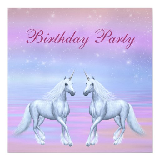 Unicorns Magical Fantasy Girls Birthday Party Invitation