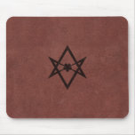 Unicursal Hexagram on Red Leather Mousepad
