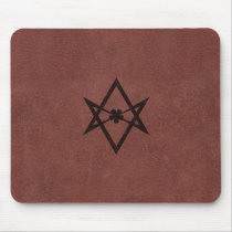 Unicursal Hexagram on Red Leather Mousepad