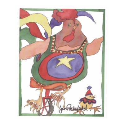 Unicyclist Chicken Poster by JanPorterfield