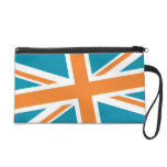 Union Flag Bag (Teal/Orange) Wristlet Clutch