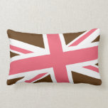 Union Flag Pillow — Lumbar (Brown/Pink)