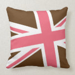 Union Flag Pillow — Square (Brown/Pink)