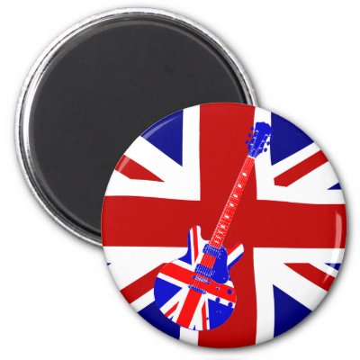 Union Jack British Guitar Art 2 Fridge Magnets