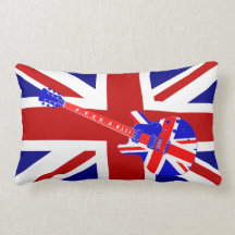 Union Jack British Guitar Art 2 Throw Pillow