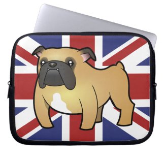Cartoon Fawn Masked English Bulldog Electronics Sleeve Cartoon Fawn Masked English Bulldog with Union Jack Background Electronics Sleeve