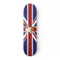 Union Jack Cartoon English Bulldog Custom Skate Board