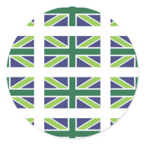 Union Jack Flag in Green Stickers